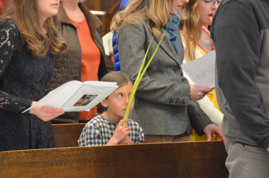 Bishop Deeley celebrates Mass on Palm Sunday in Portland. 