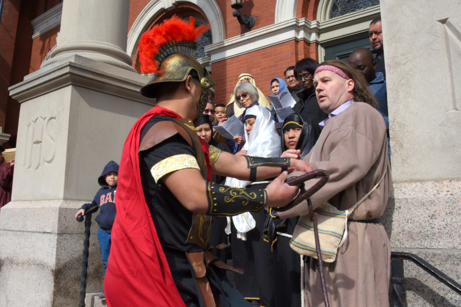 Simon assists with the cross