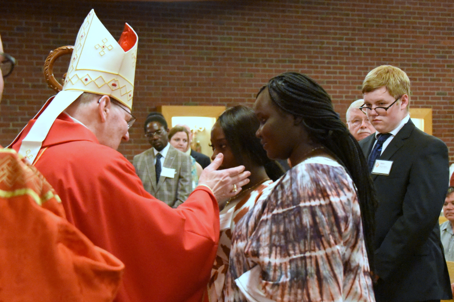 Receiving the sacrament of confirmation