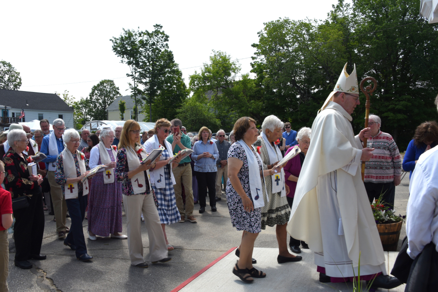 Entering the church