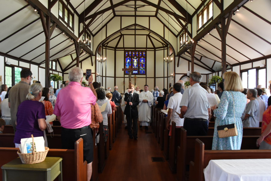 Wide shot of church