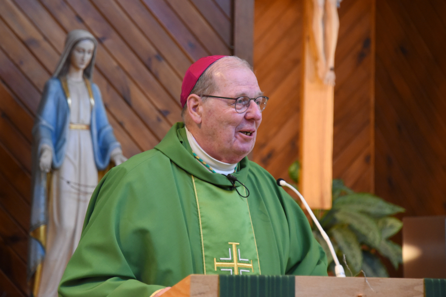 Bishop Robert Deeley delivers his homily.