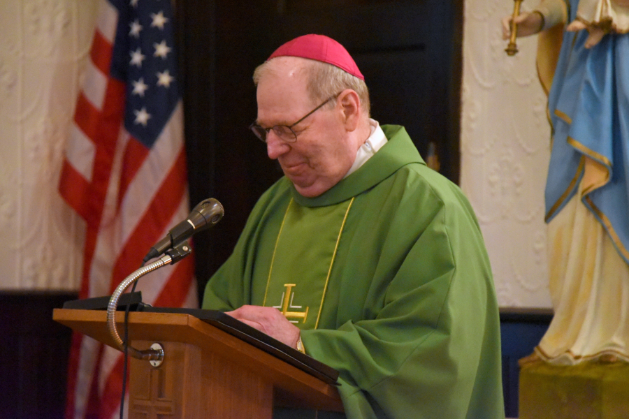 Bishop Robert Deeley delivers his homily.