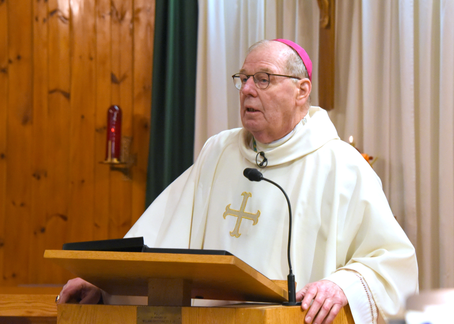 Bishop Robert Deeley delivers his homily.