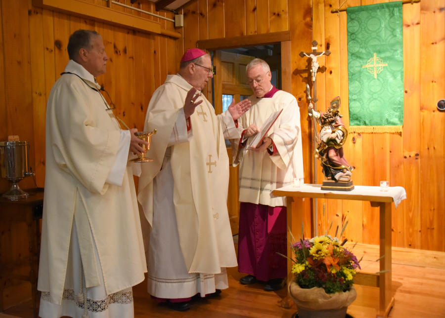 Blessing the statue of St. Gregory