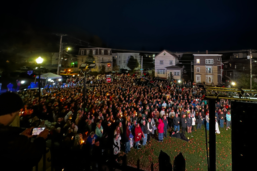 Crowd outside