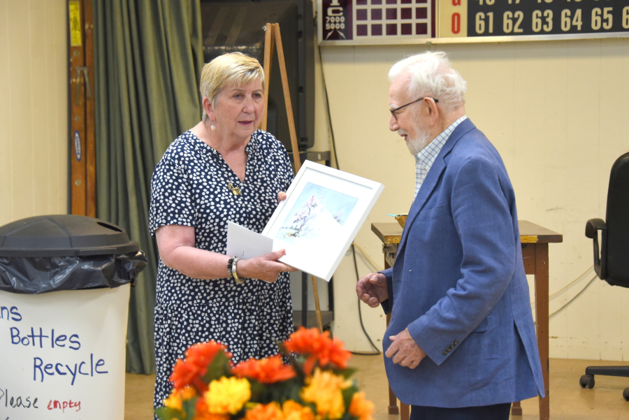 Dan Ladner receives a retirement gift.