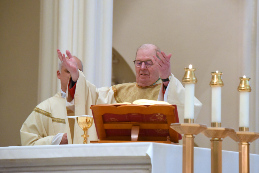 Bishop Robert Deeley at the altar