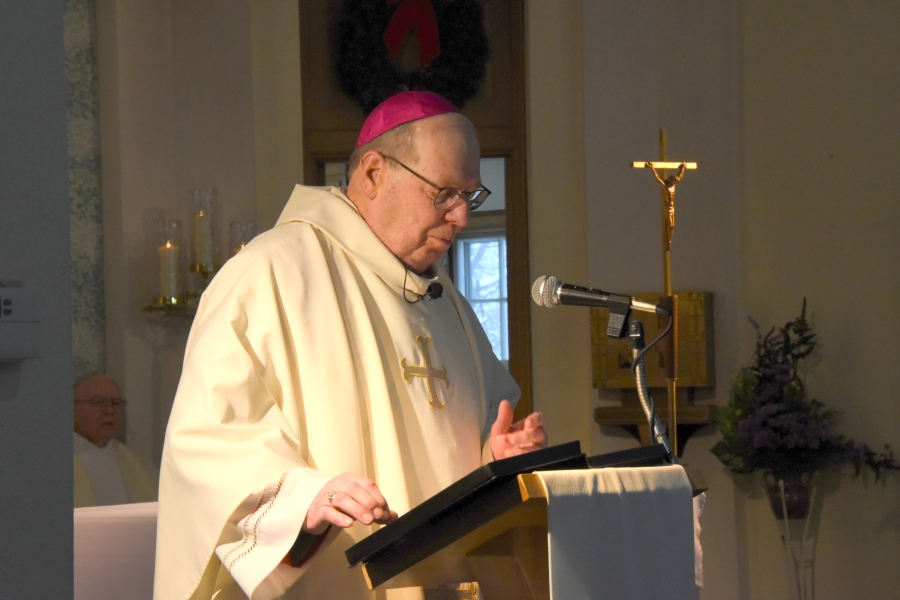 Bishop Robert Deeley delivers his homily.