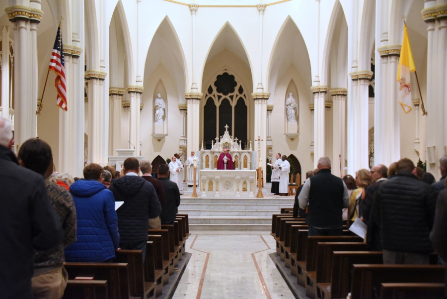 View of the sanctuary from the back of the church.