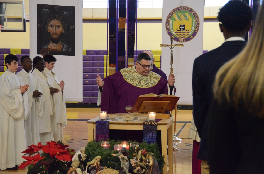 Priest at an altar