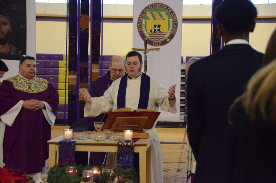 Priest at an altar