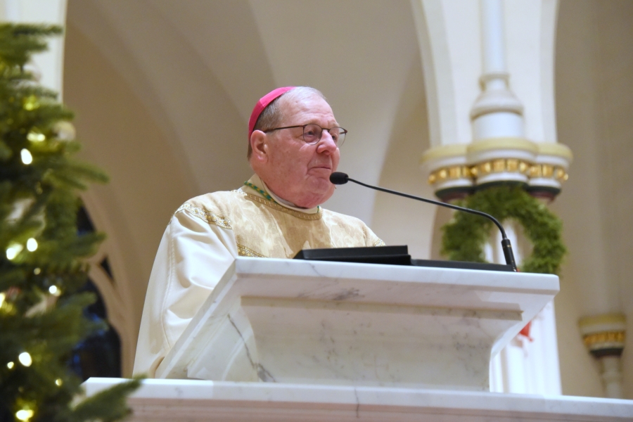 Bishop Robert Deeley delivers his homily.