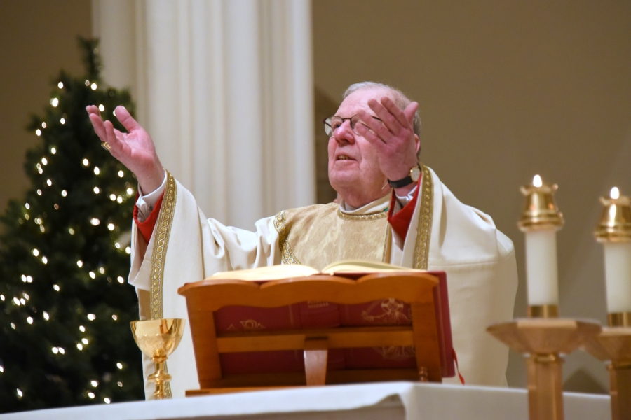 Bishop Robert Deeley at the altar