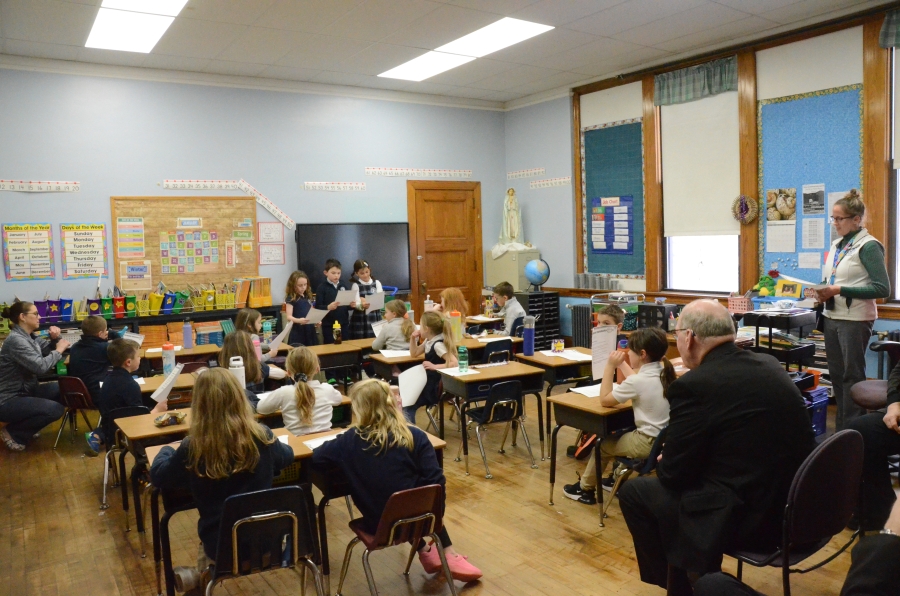 Students seated in a classroom.