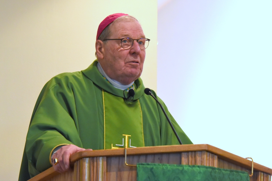 Bishop Robert Deeley at the ambo.