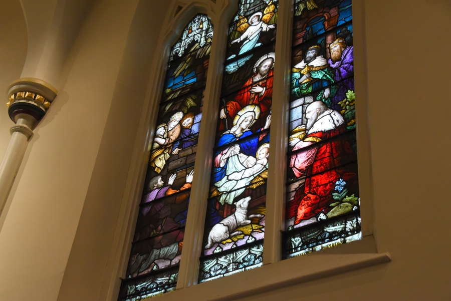 Stained glass Nativity window