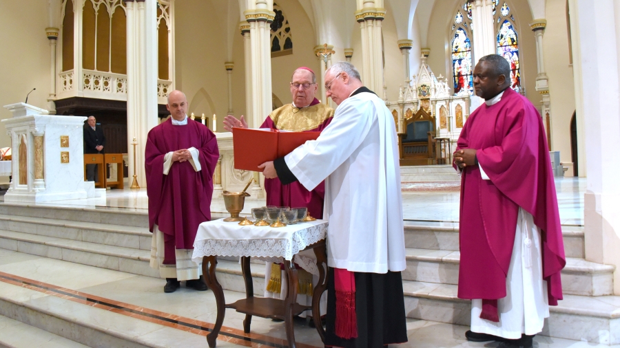 Blessing of the ashes by Bishop Robert Deeley