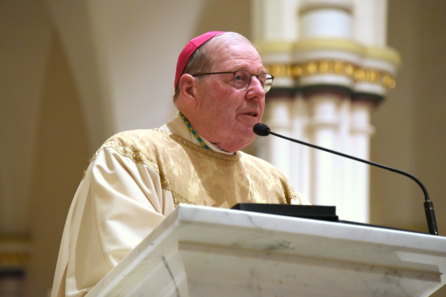 Bishop Robert Deeley delivers his homily.