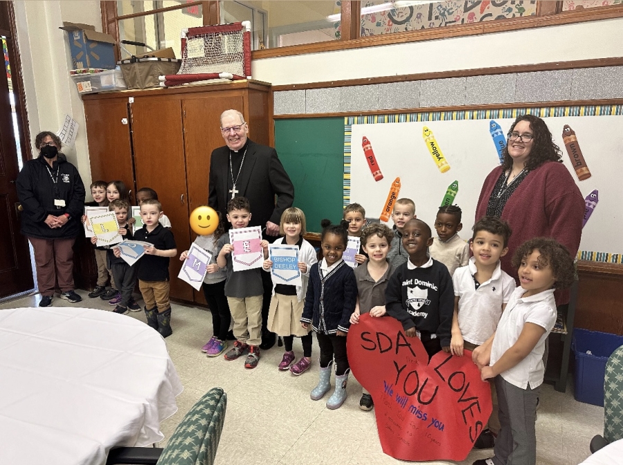 Bishop with students