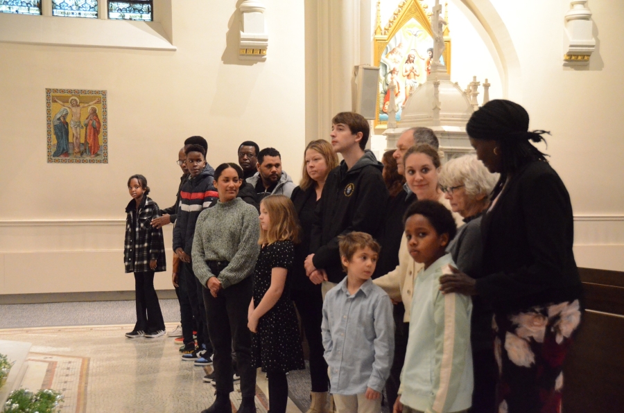 Parishioners at the cathedral  