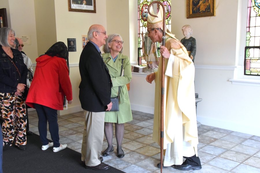 Greeting people after Mass