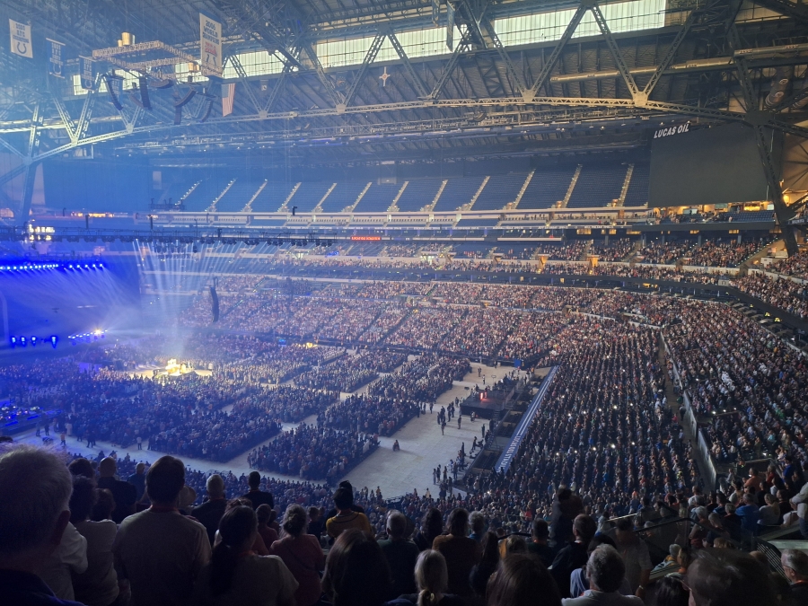 Lucas Oil Stadium packed during the 10th National Eucharistic Congress