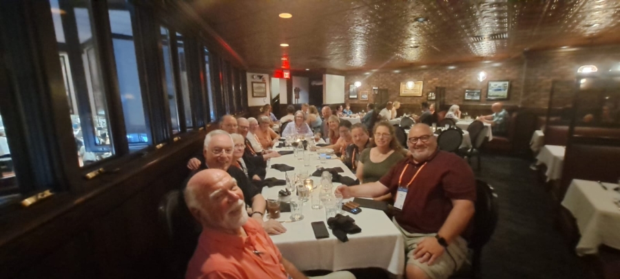 Faithful from the Diocese of Portland gathering for dinner at the 10th National Eucharistic Congress