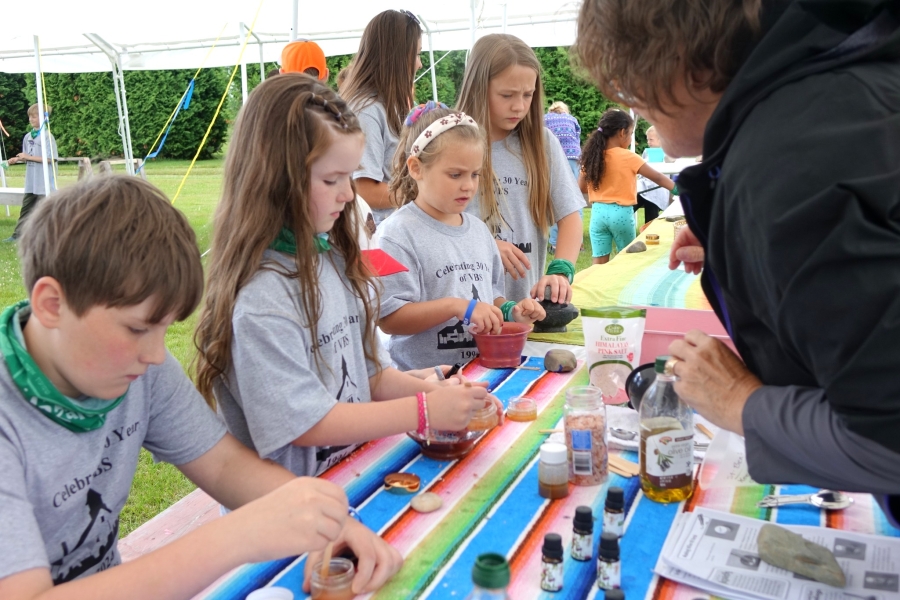 Children taking part in crafts.