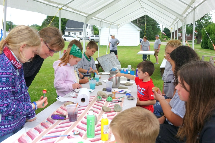 Children taking part in crafts.