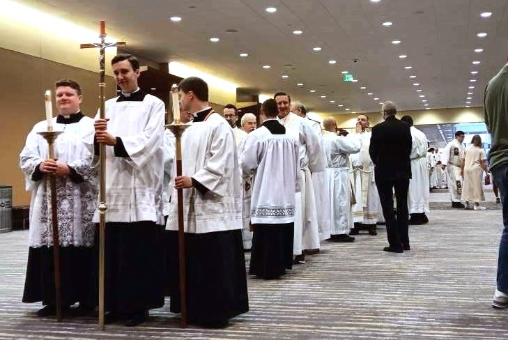 Lining up for the opening procession for Mass.