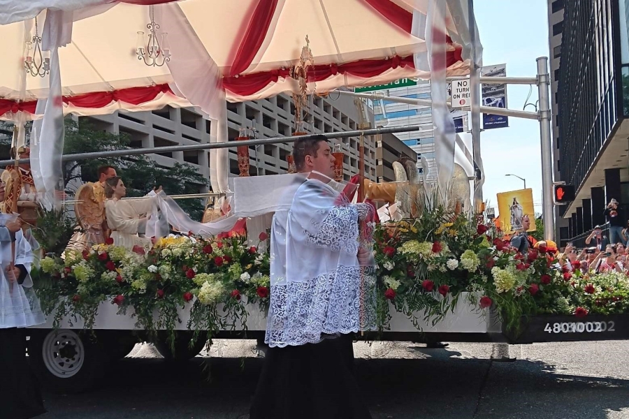 Eucharistic procession through the streets of Indianapolis