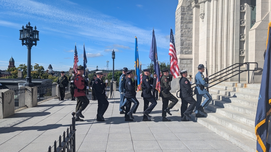 law enforcement going into the Blue Mass