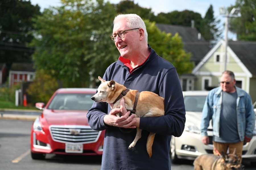 Dog owner with dog