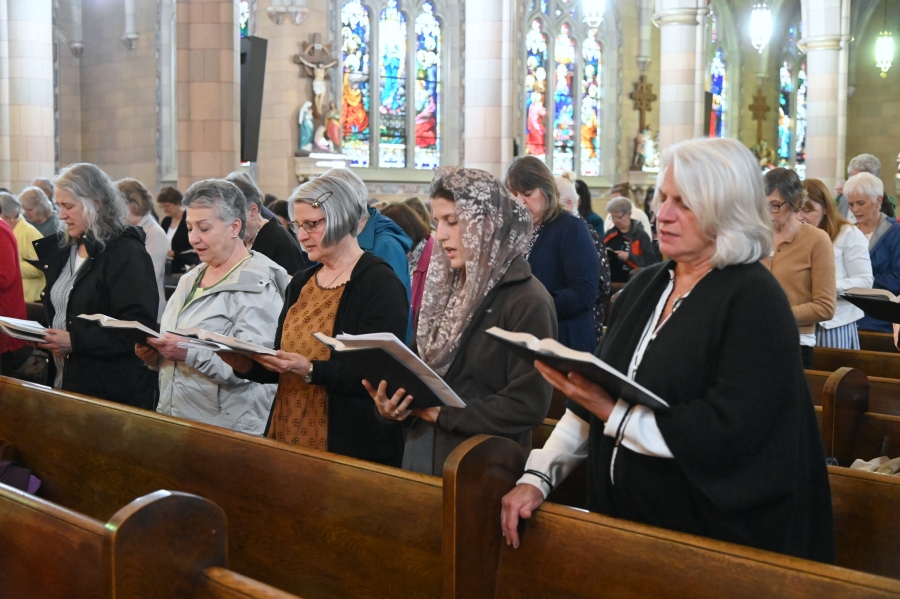 Women at Mass at St. John the Baptist Church