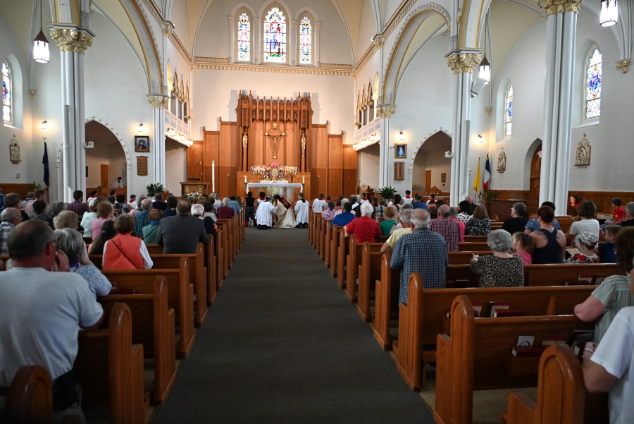 Gathering at St. Louis Church.
