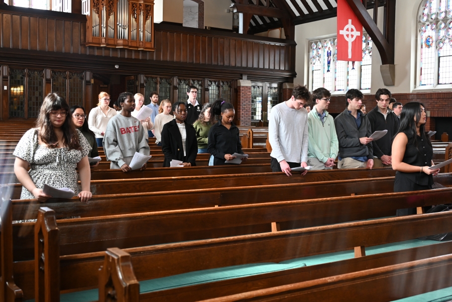 Students in the pews