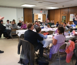 Bishop James Ruggieri takes part in a question and answer period.