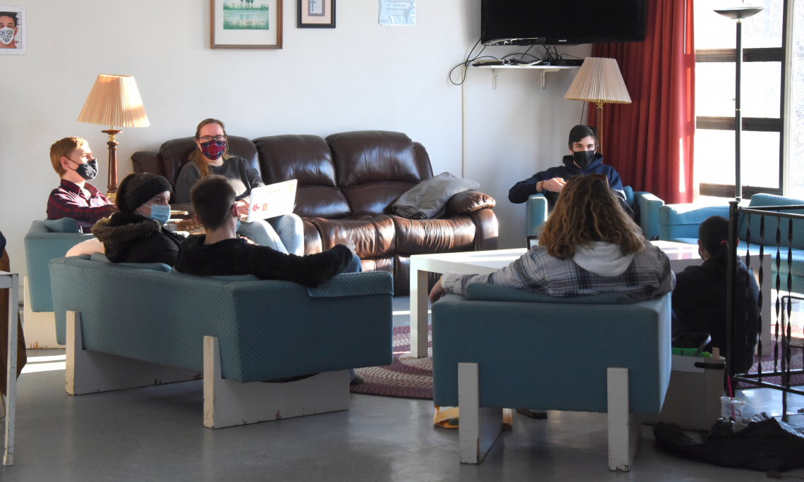 Students meet at the Newman Center at the University of Maine in Orono.