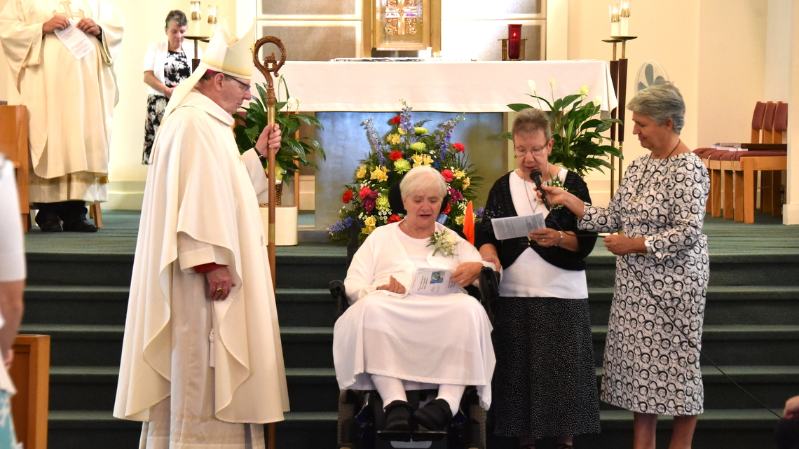 Bishop Deeley with Sister Francesa Cloutier and Sister Therese Demers