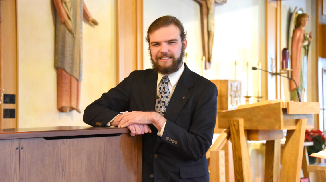 Liam Scott at Holy Martyrs Church in Falmouth.