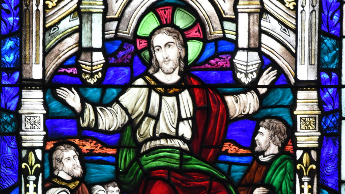 Jesus depicted in stained glass