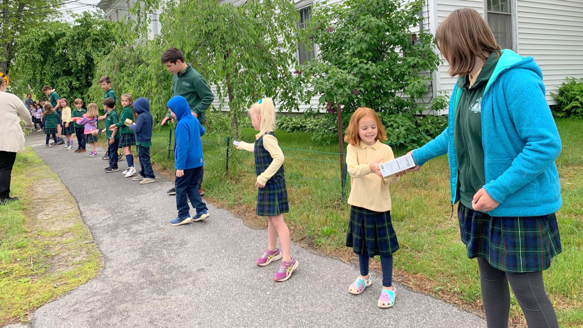 Human chain at St. John's Catholic School in Brunswick 