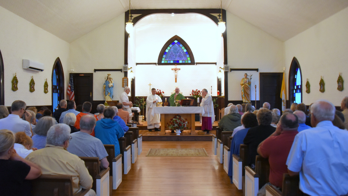 Mass at St. Mary Church in Oxford.