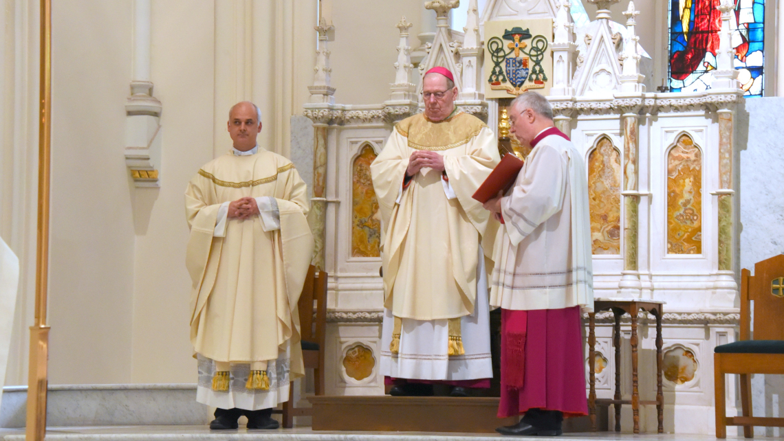 Bishop Robert Deeley, Father Seamus Griesbach, and Msgr. Marc Caron