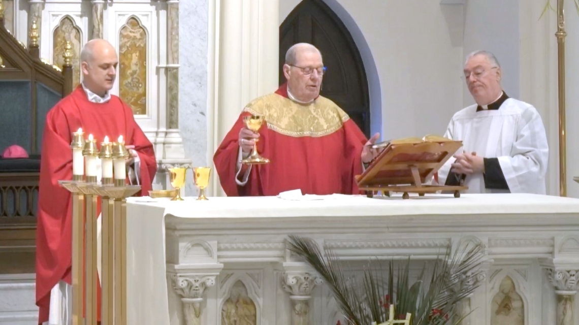 Bishop Deeley with Fr. Seamus Griesbach and Msgr. Marc Caron