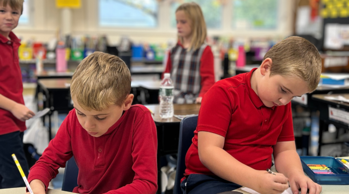 two students at St. Michael school in augusta