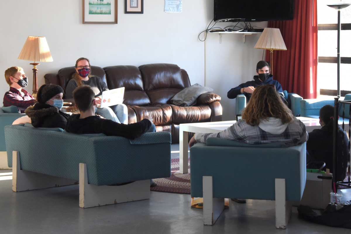Students meet at the Newman Center at the University of Maine in Orono.