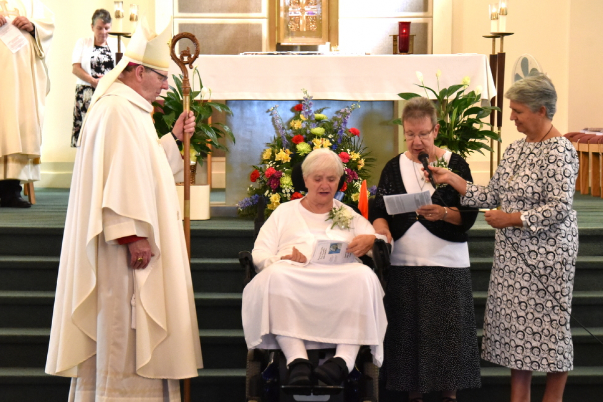 Bishop Deeley with Sister Francesa Cloutier and Sister Therese Demers