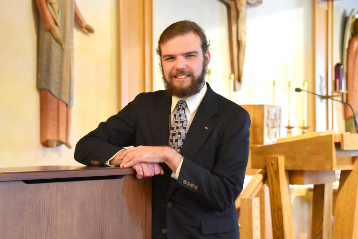 Liam Scott at Holy Martyrs Church in Falmouth.